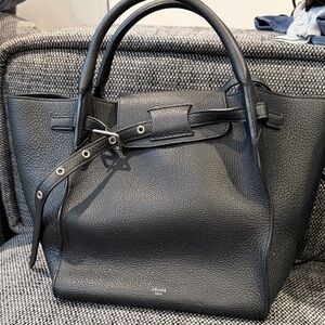 Old Celine Black Supple Grained Calfskin Small big bag